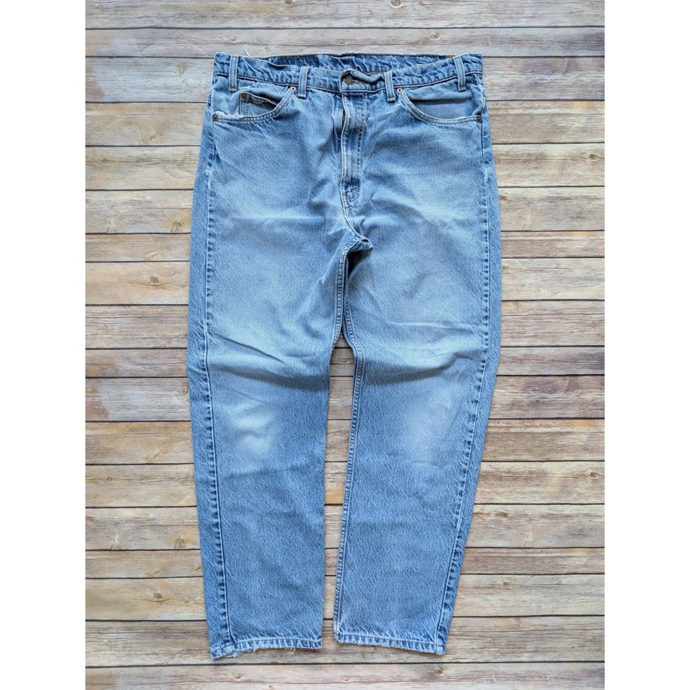 Vintage Levi's 505 Jeans Mens 38x32 Light Wash Faded Distressed Orange Tab